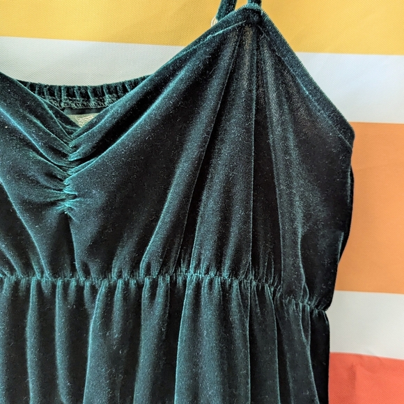 Vintage Velvet Green Slip Dress Y2K 90s Whimsigoth Grunge Dark Acadamia Witchy M - Picture 7 of 11